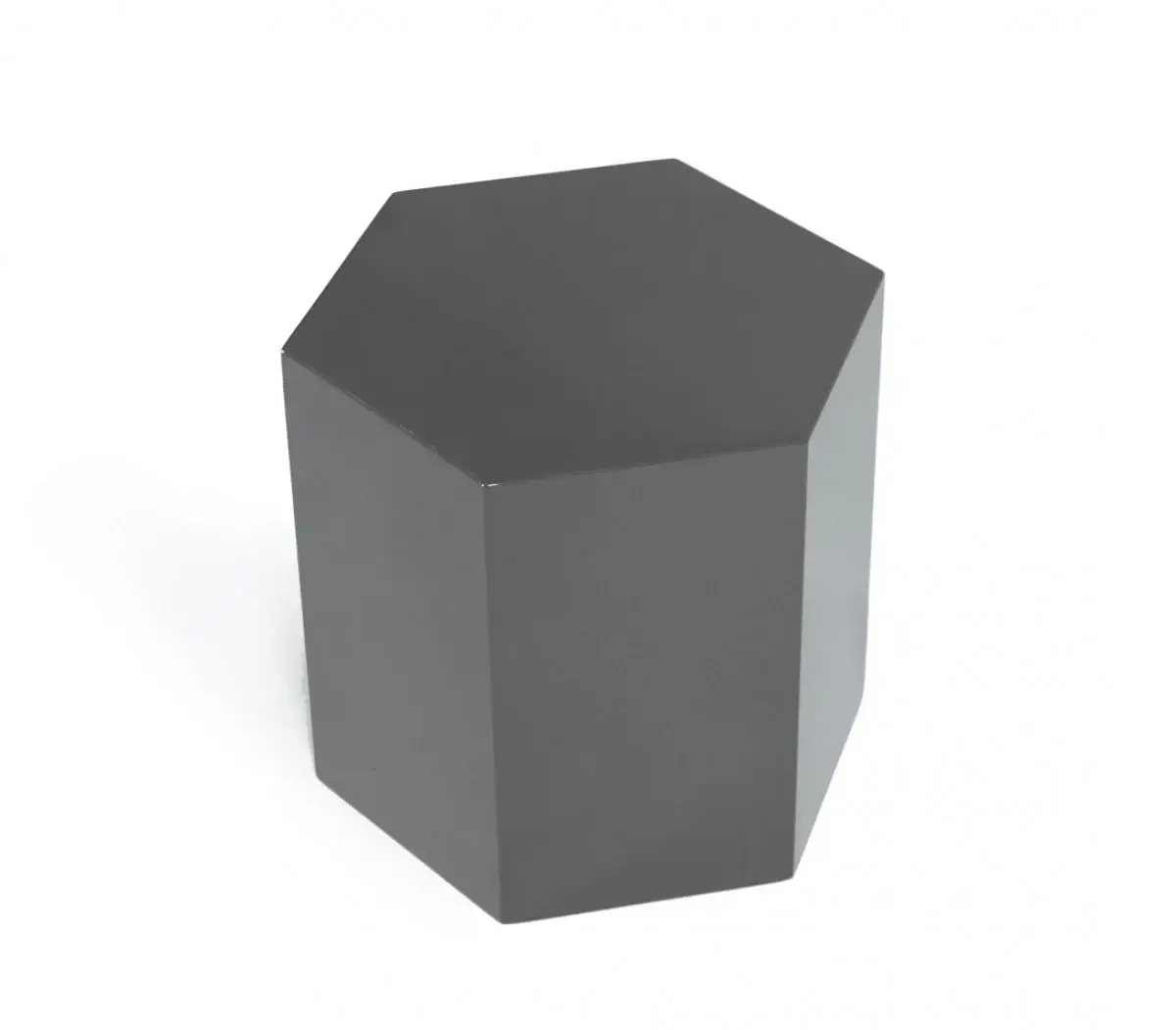Modern Light Grey High Gloss Hexagonal End Table - Image 5