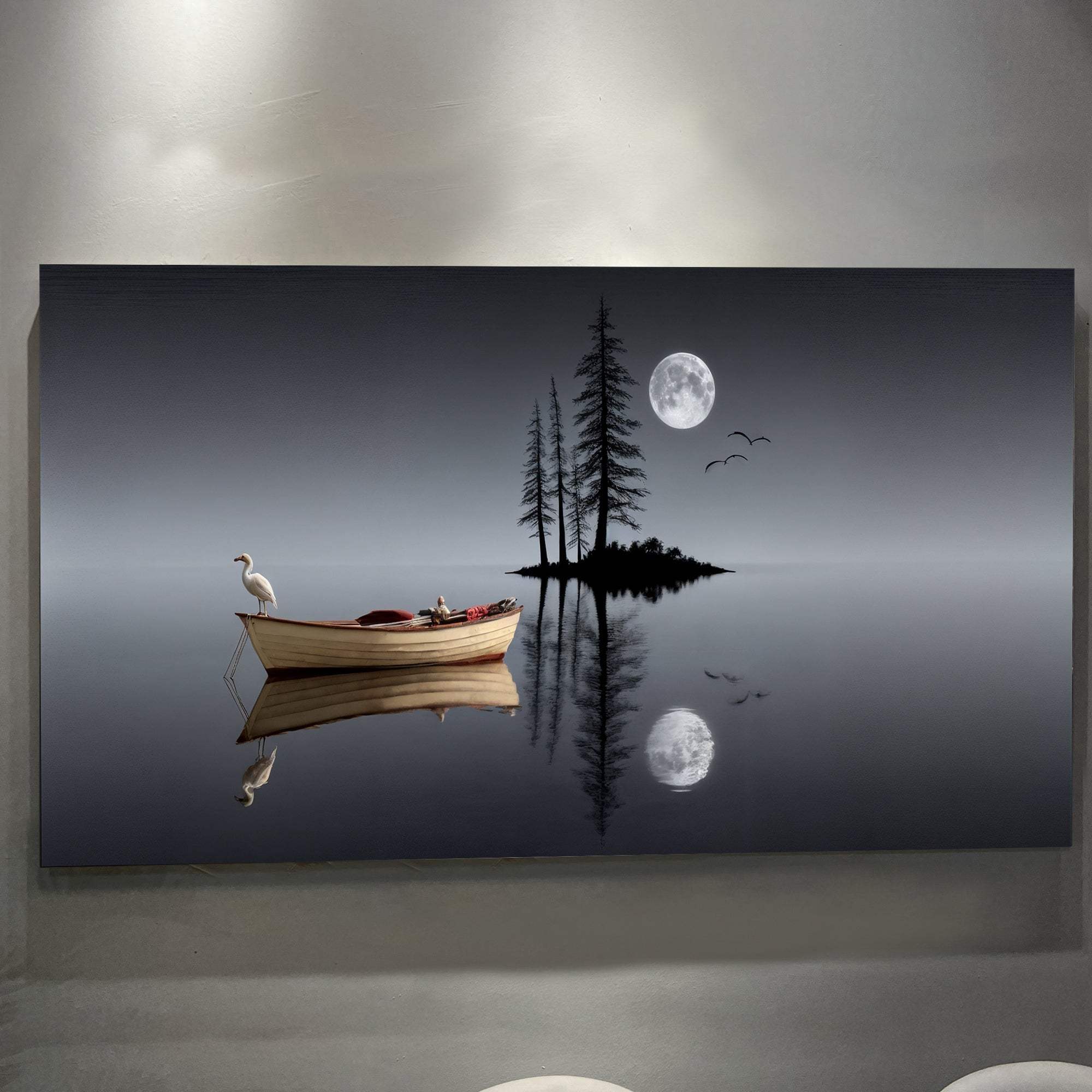 Modern Minimalist Night Lake Wall Art - Image 2