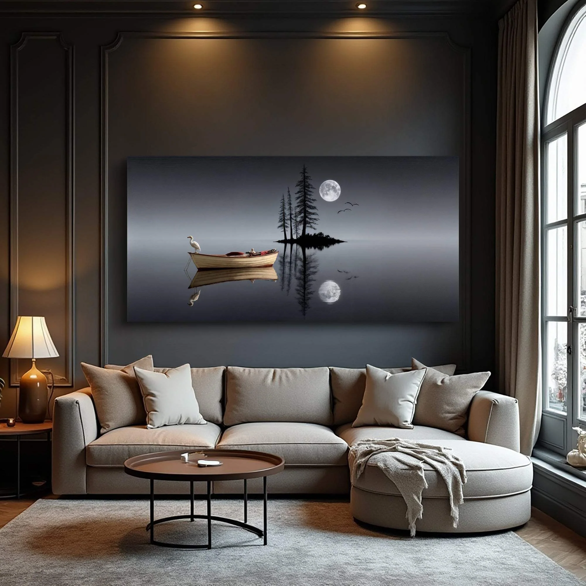 Modern Minimalist Night Lake Wall Art - Image 3