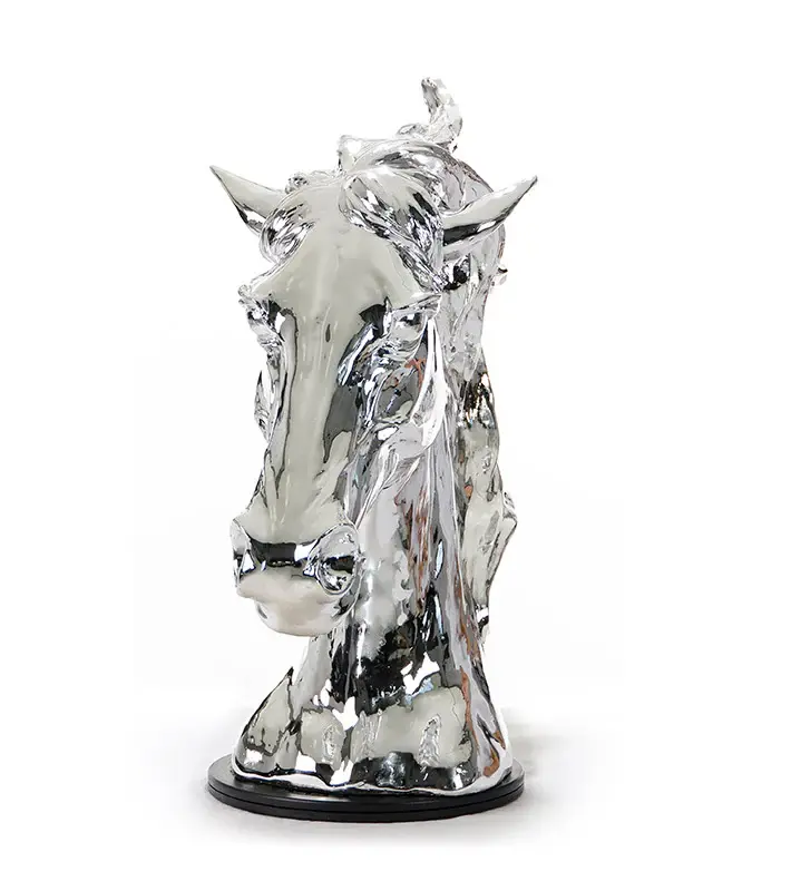 Modern Silver Horse Head Sculpture - Image 5
