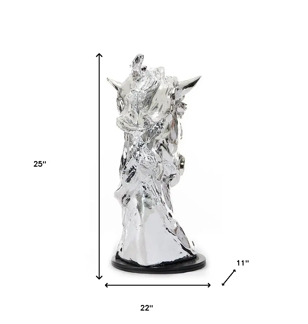 Modern Silver Horse Head Sculpture - Image 9