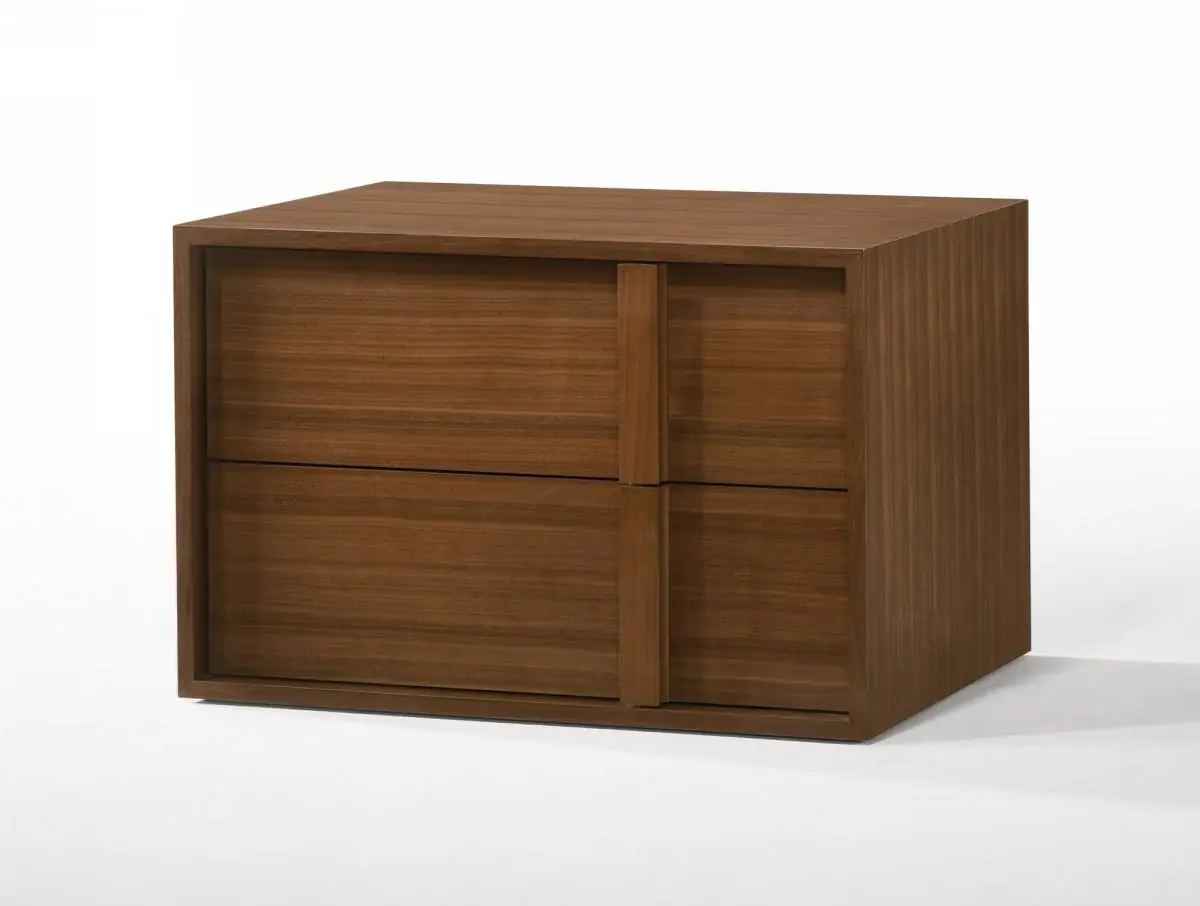 Modern Walnut Nightstand with Two Integrated Drawers - Image 2