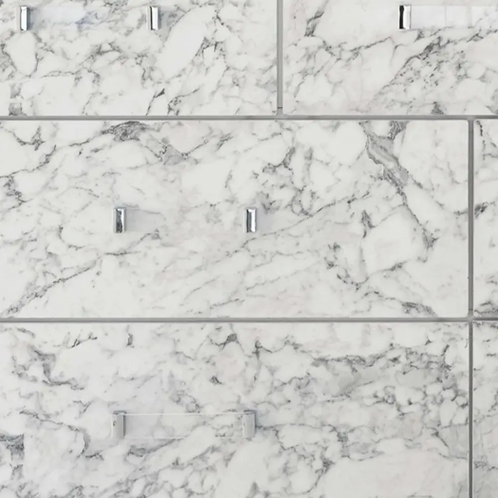 Modern White Dresser With 7 Faux Marble Detailed Front Drawer. - Image 3