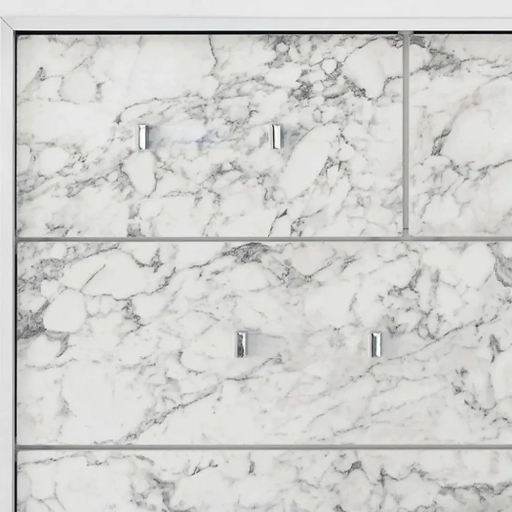 Modern White Mirror With Faux Marble Border Detail Led Lightning - Image 3