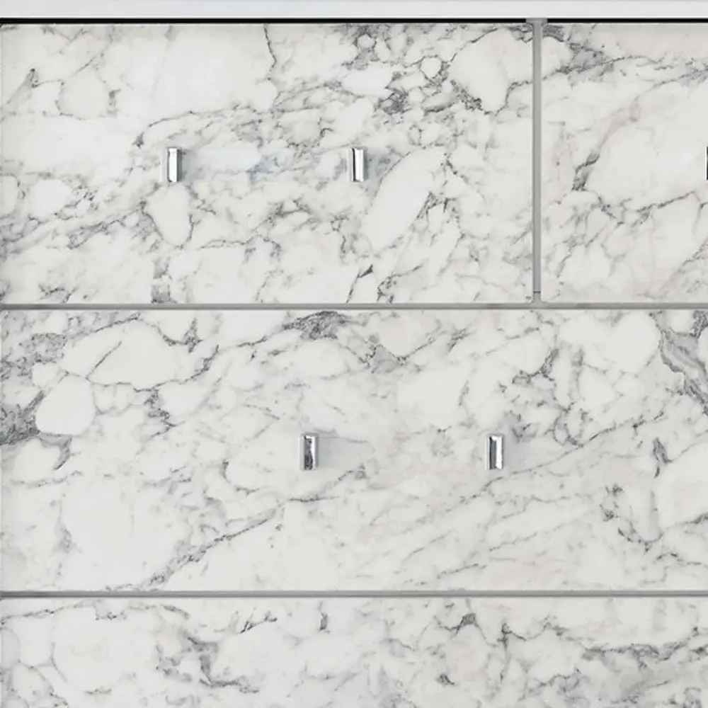 Modern White Mirror With Faux Marble Border Detail Led Lightning - Image 8
