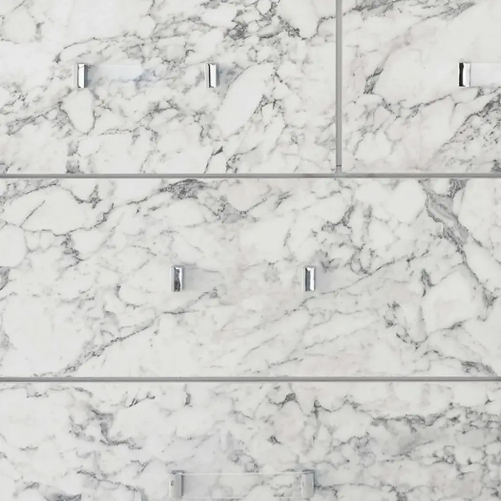 Modern White Mirror With Faux Marble Border Detail Led Lightning - Image 9