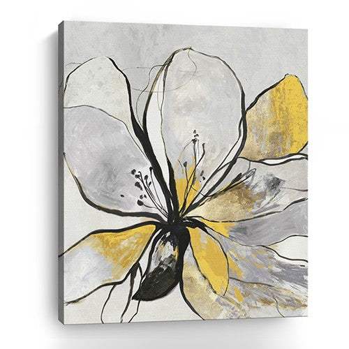 Modern Yellow And Black Flower In Bloom Unframed Print Wall Art - Image 2