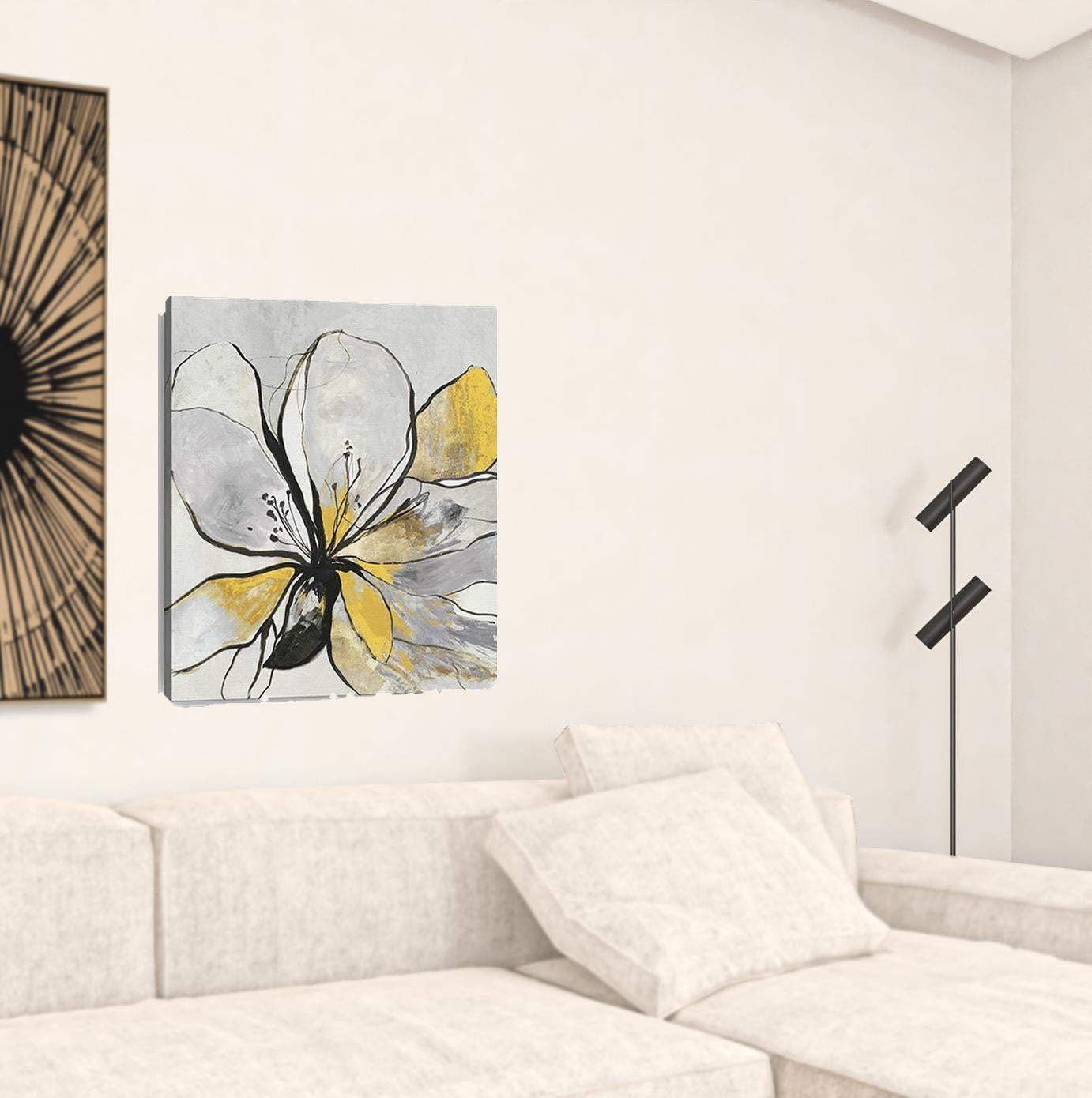 Modern Yellow And Black Flower In Bloom Unframed Print Wall Art - Image 3