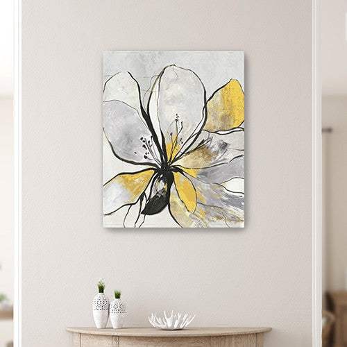 Modern Yellow And Black Flower In Bloom Unframed Print Wall Art - Image 4