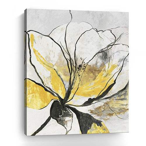 Modern Yellow And Black Flower Unframed Print Wall Art - Image 2