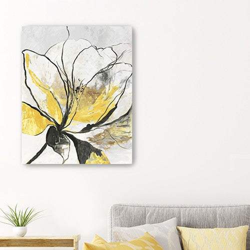 Modern Yellow And Black Flower Unframed Print Wall Art - Image 4