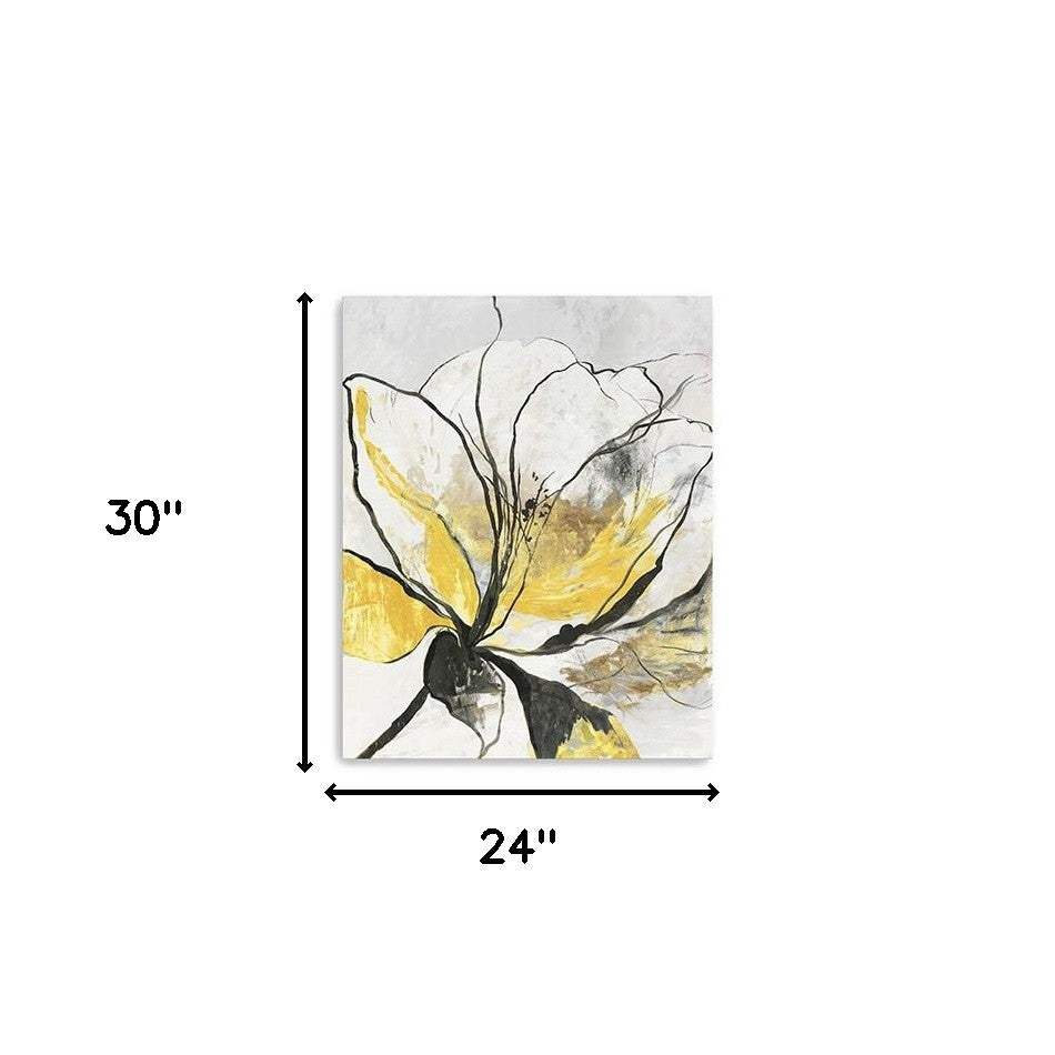 Modern Yellow And Black Flower Unframed Print Wall Art - Image 5