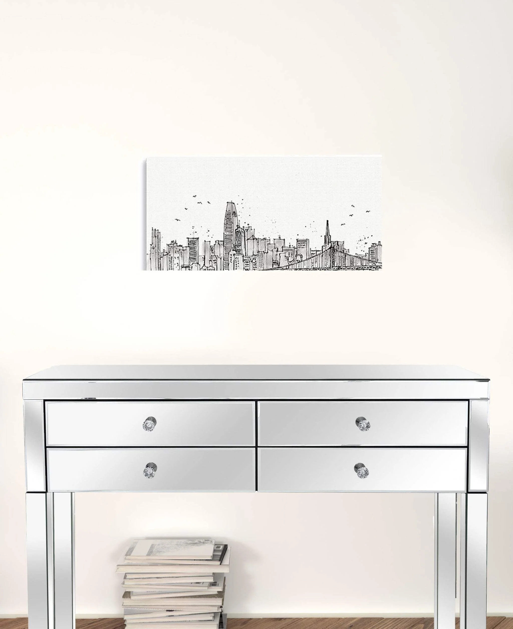 Monochrome City Skyline Sketch Unframed Print Wall Art - Image 2