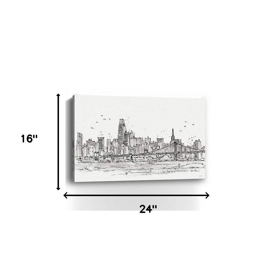 Monochrome City Skyline Sketch Unframed Print Wall Art - Image 4