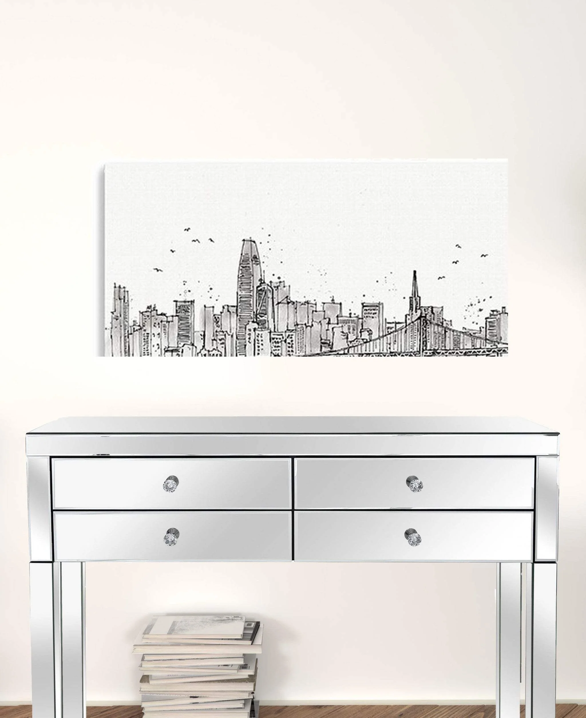 Monochrome City Skyline Sketch Unframed Print Wall Art - Image 2