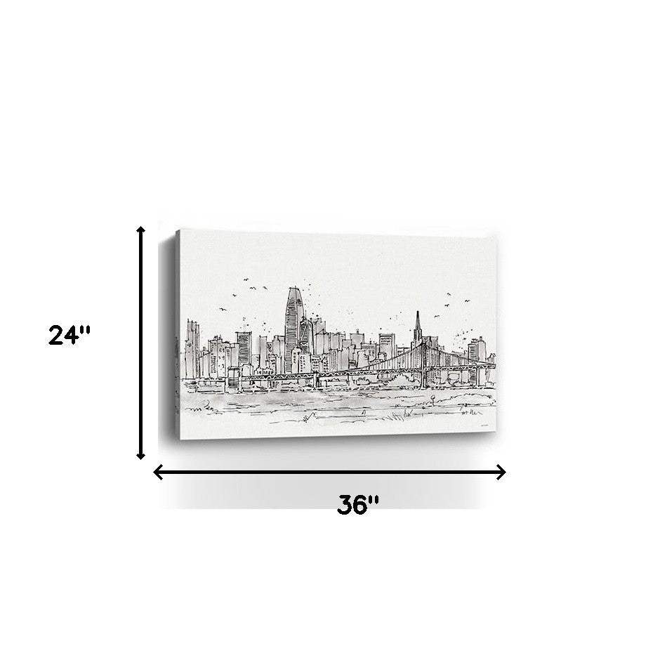 Monochrome City Skyline Sketch Unframed Print Wall Art - Image 4