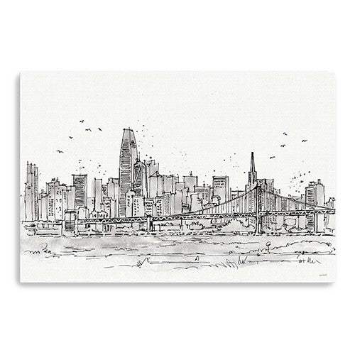 Monochrome City Skyline Sketch Unframed Print Wall Art - Image 4