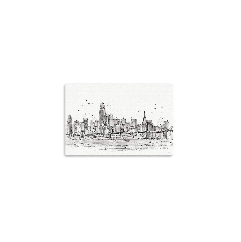 Monochrome City Skyline Sketch Unframed Print Wall Art - Image 5