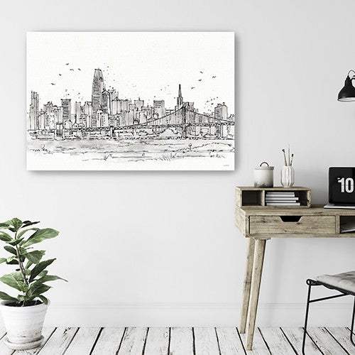 Monochrome City Skyline Sketch Unframed Print Wall Art - Image 7