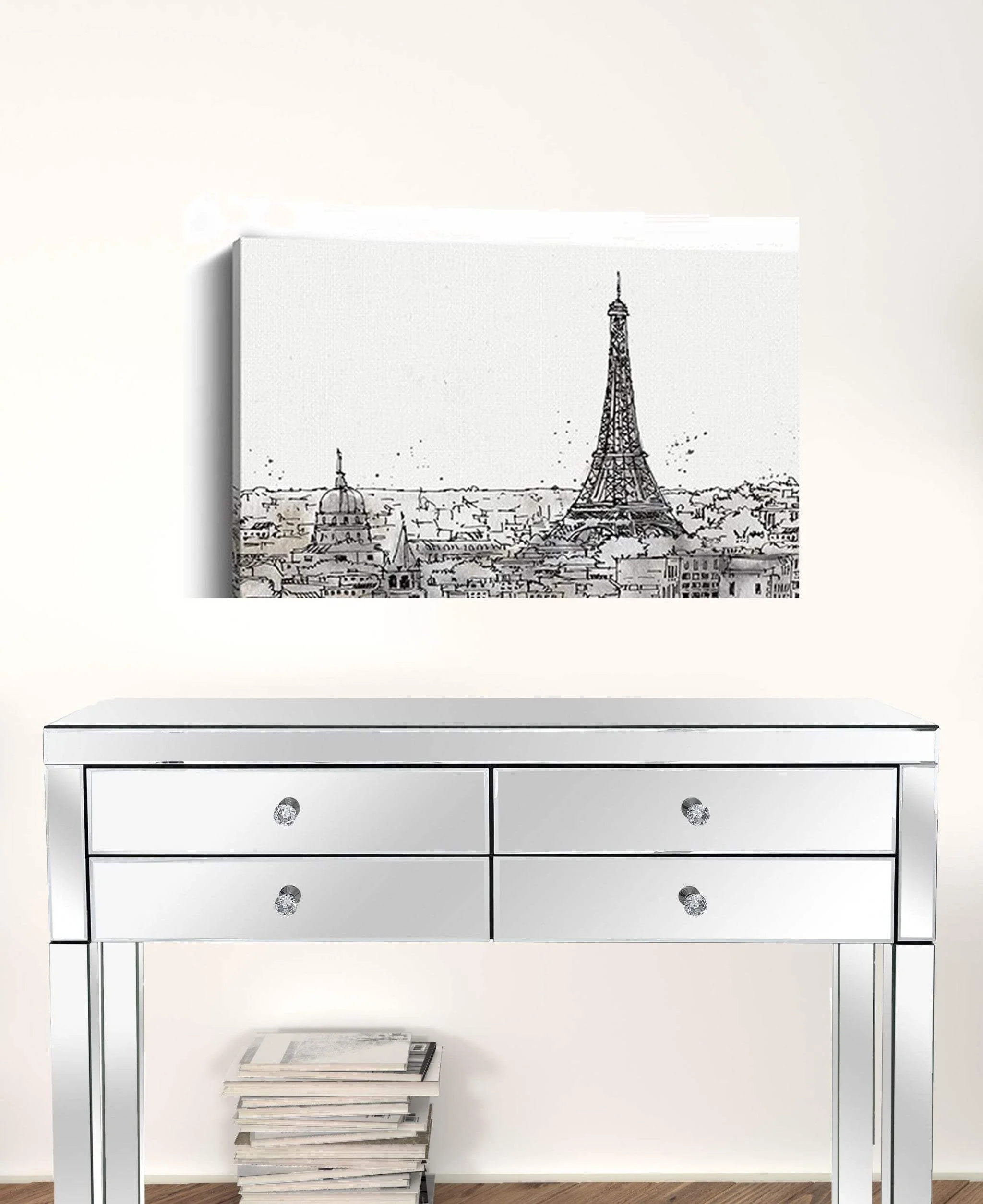 Monochrome Paris Rooftops Sketch Unframed Print Wall Art - Image 3