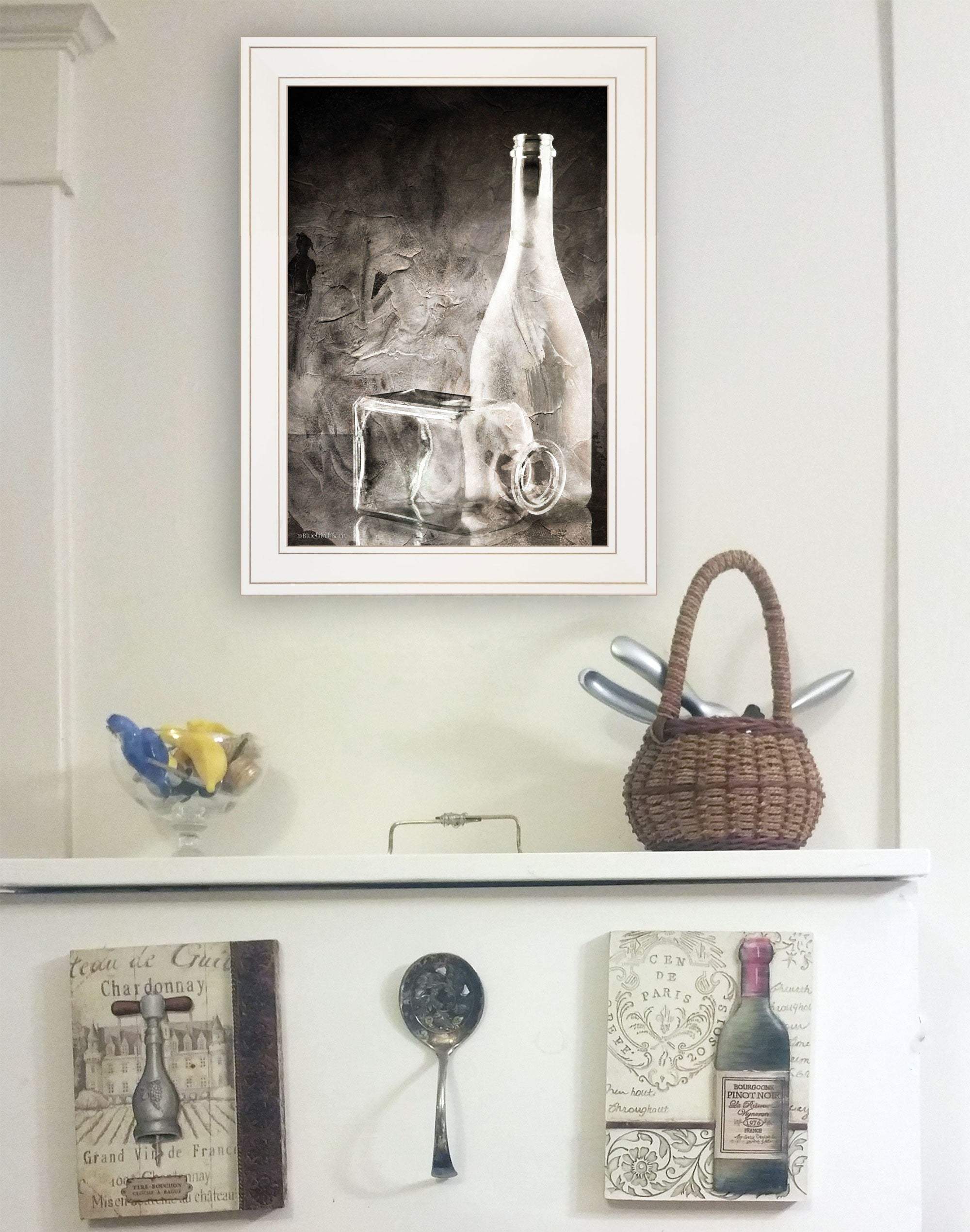 Moody Gray Glassware Still Life 1 White Framed Print Kitchen Wall Art - Image 4