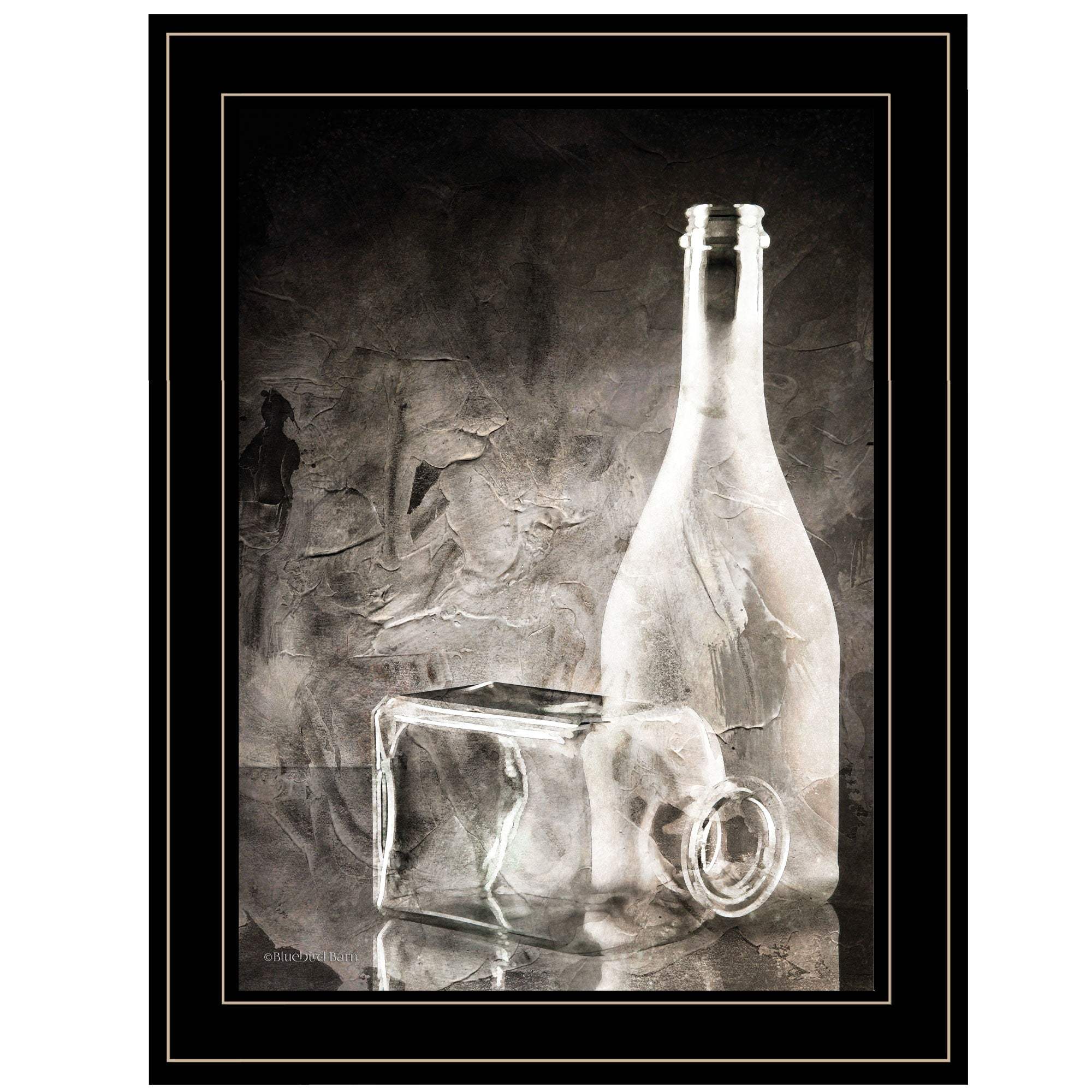 Moody Gray Glassware Still Life 3 Black Framed Print Kitchen Wall Art - Image 2