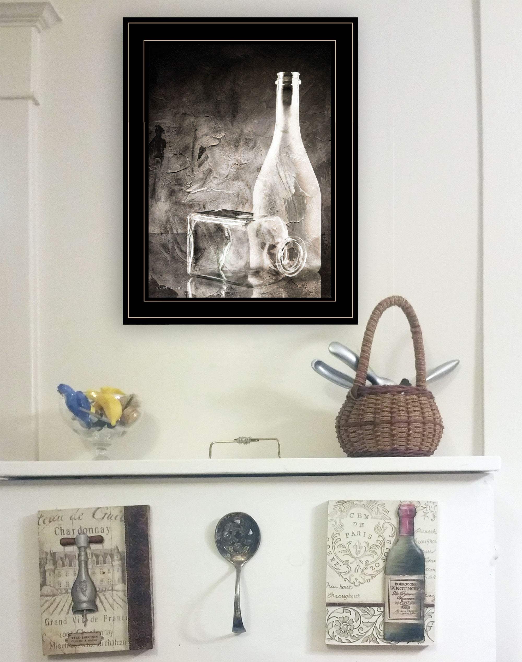 Moody Gray Glassware Still Life 3 Black Framed Print Kitchen Wall Art - Image 4