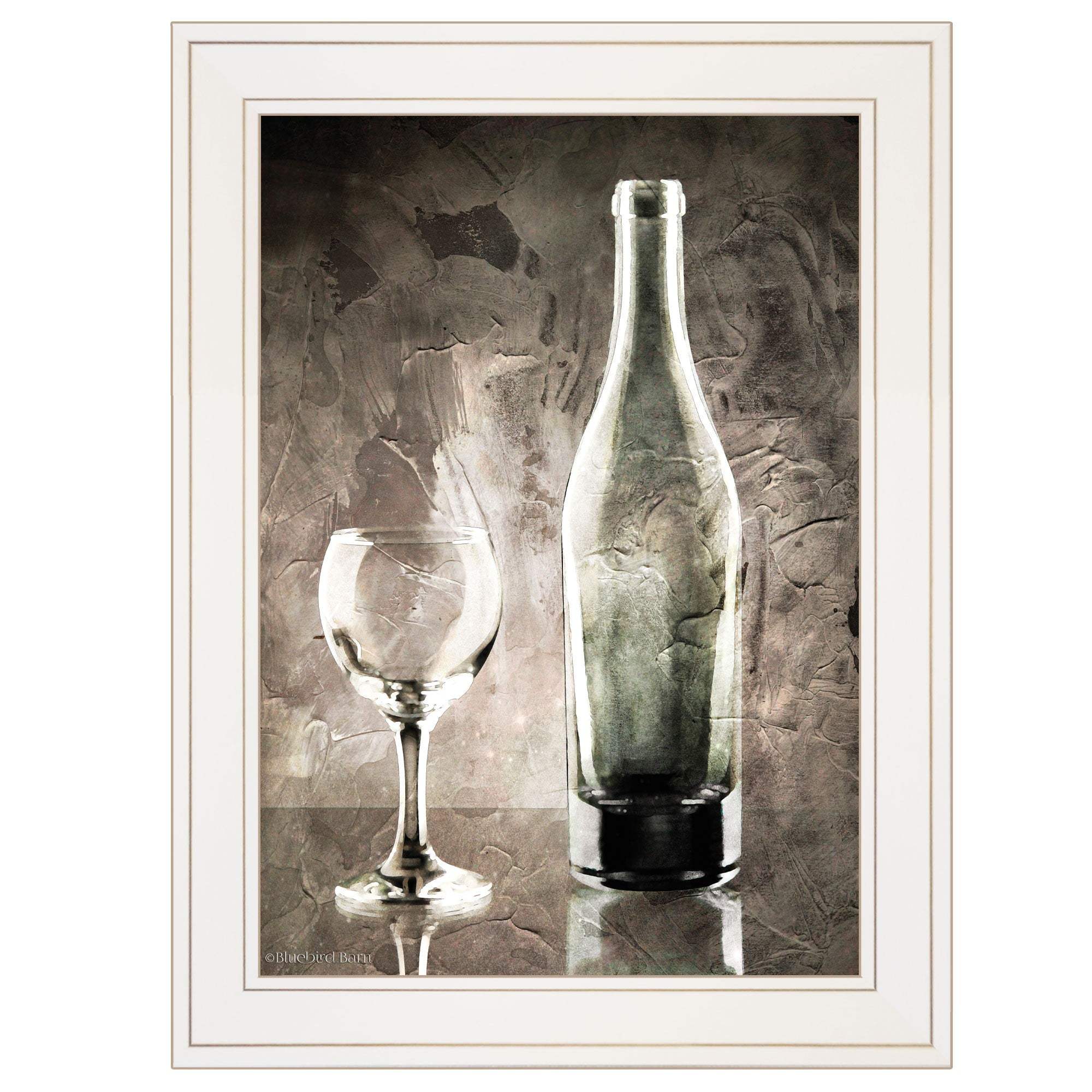 Moody Gray Wine Glass Still Life 1 White Framed Print Wall Art - Image 2