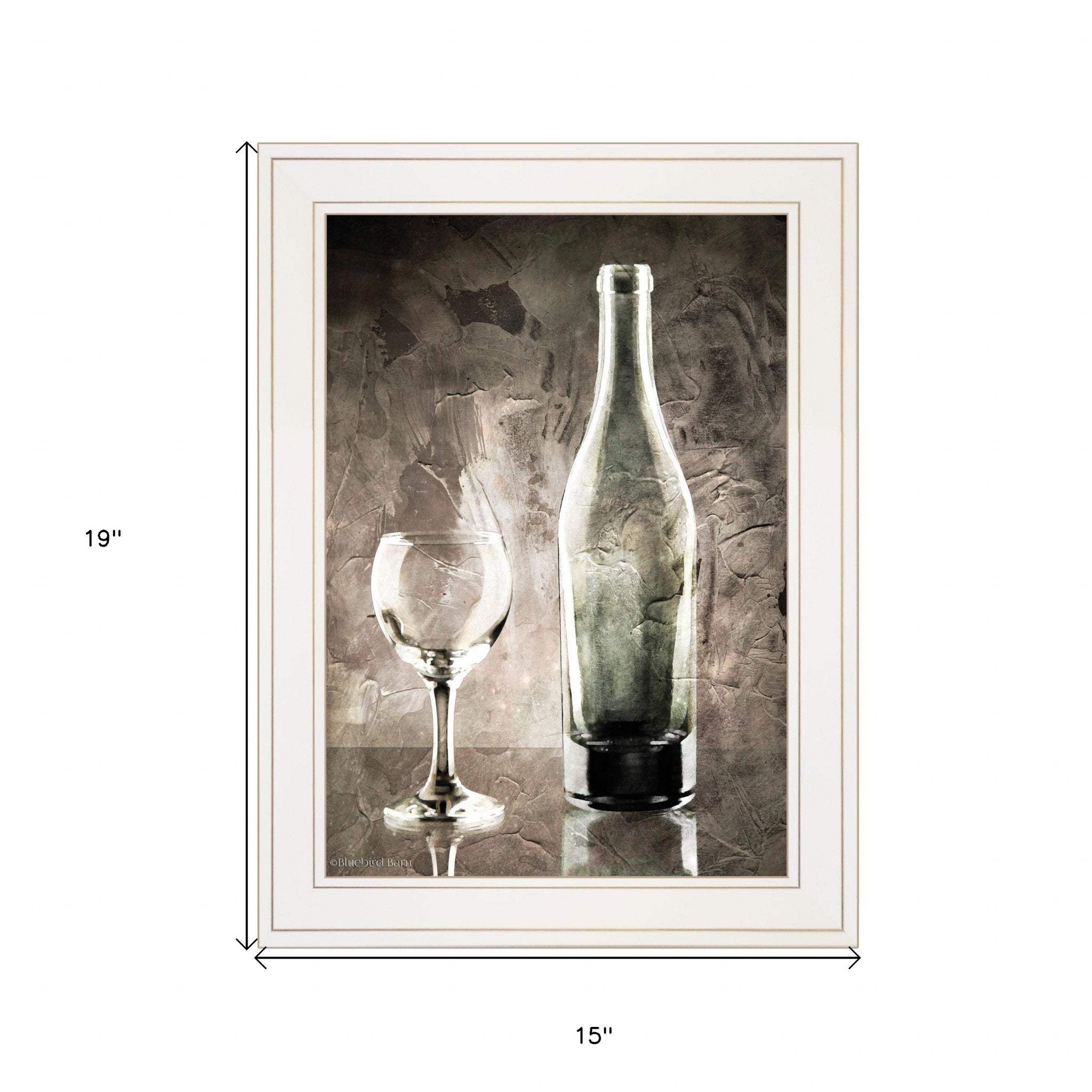 Moody Gray Wine Glass Still Life 1 White Framed Print Wall Art - Image 5