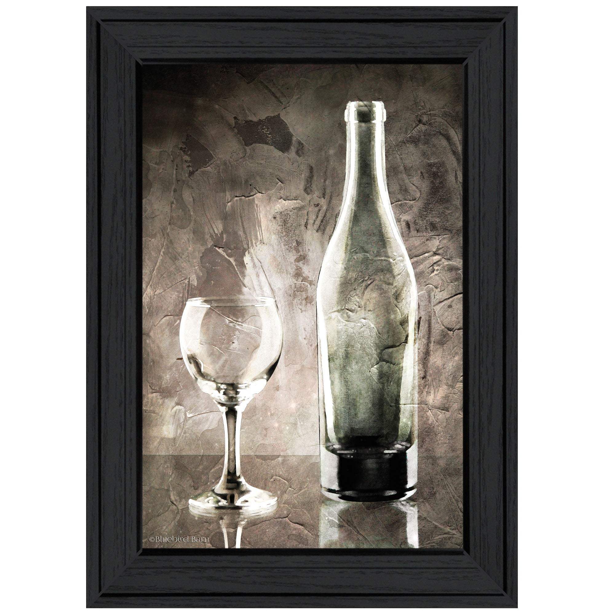 Moody Gray Wine Glass Still Life 2 Black Framed Print Wall Art - Image 2