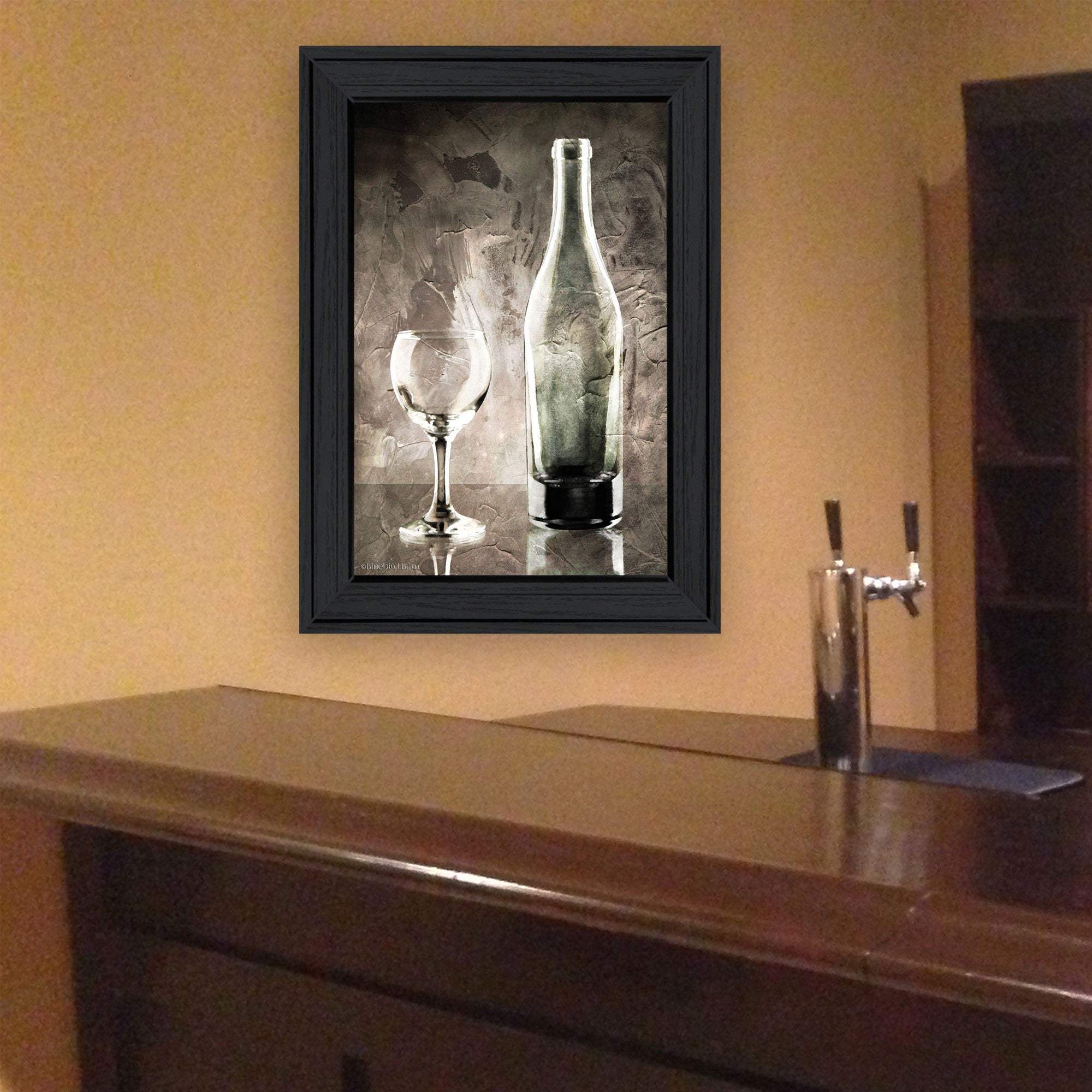 Moody Gray Wine Glass Still Life 2 Black Framed Print Wall Art - Image 4