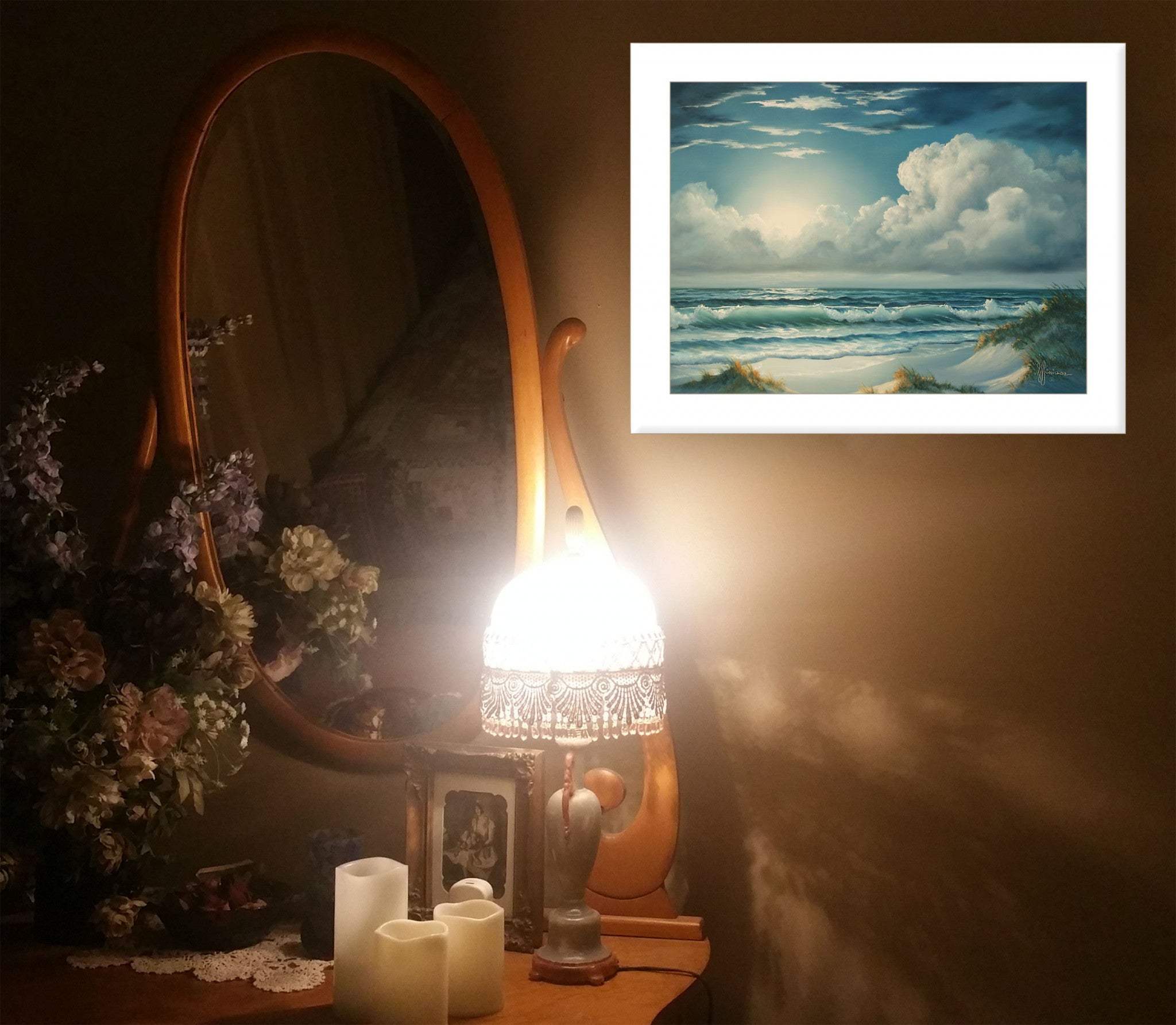 Moon Glow 1 White Framed Print Wall Art - Image 5