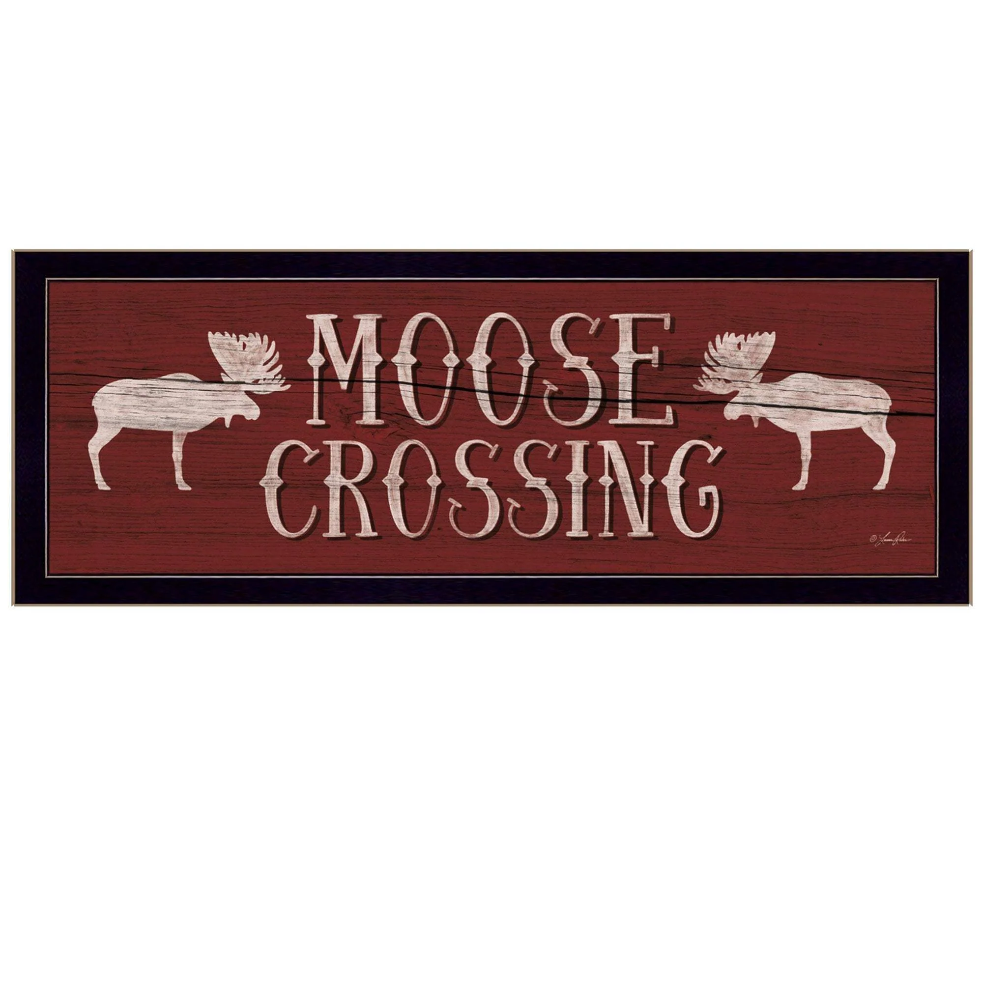 Moose Crossing Black Framed Print Wall Art - Image 2