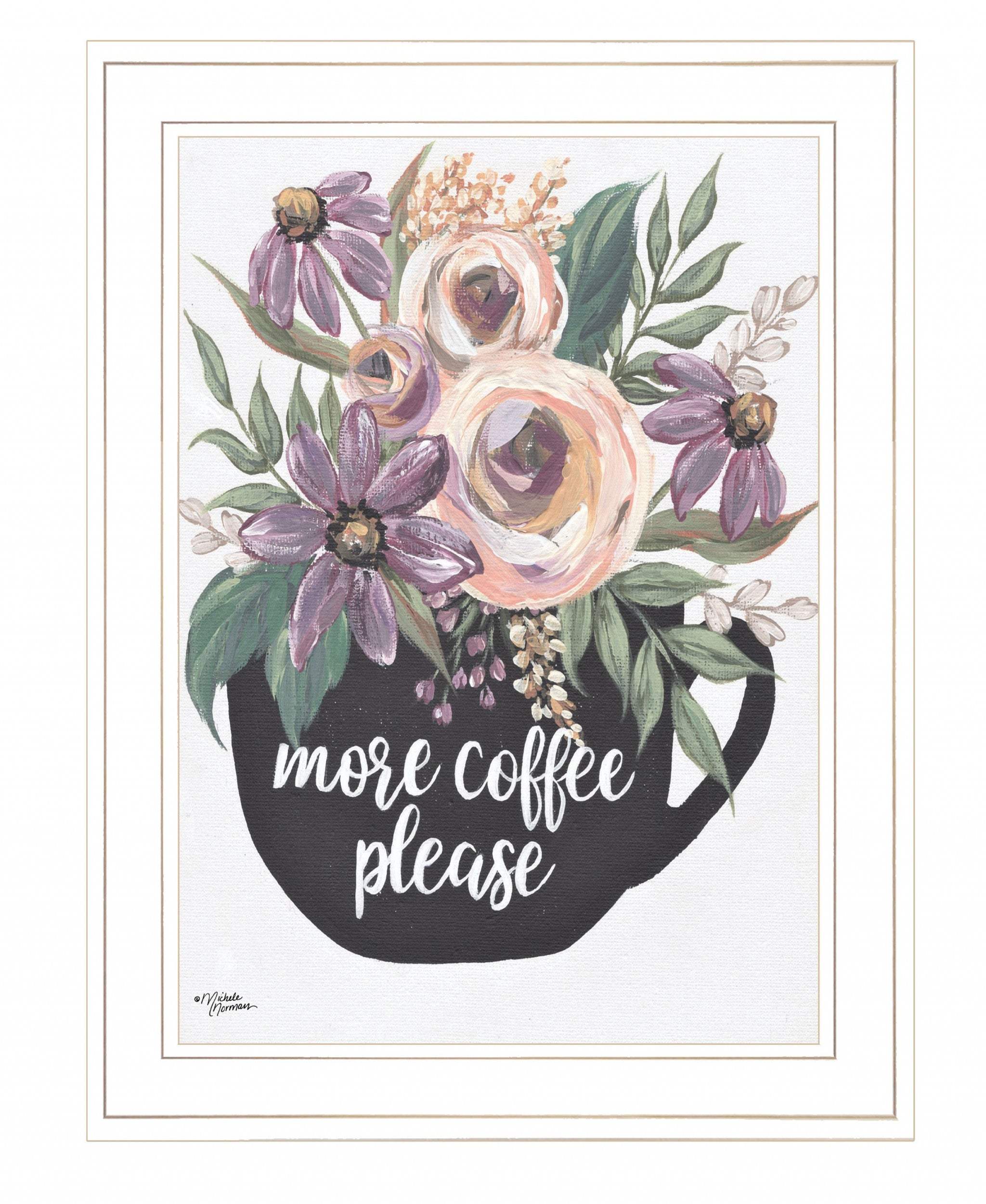 More Coffee Please 1 White Framed Print Kitchen Wall Art - Image 2
