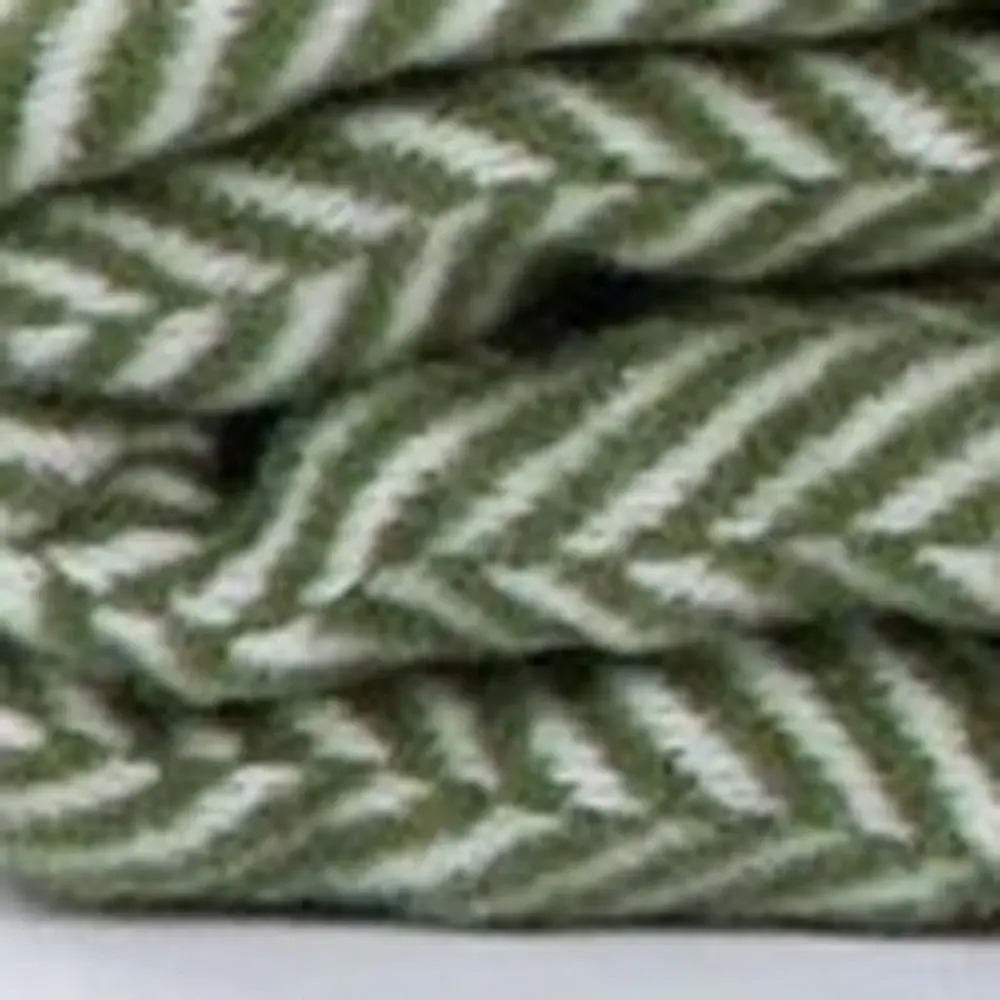 Moss Green and White Dreamy Soft Herringbone Throw Blanket - Image 4