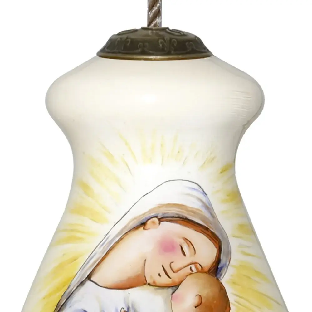 Mother Mary with Baby Hand Painted Mouth Blown Glass Ornament - Image 3