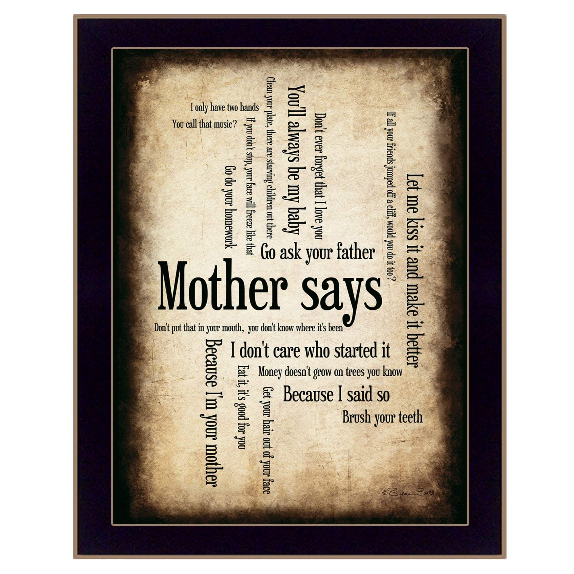 Mother Says 2 Black Framed Print Wall Art - Image 2
