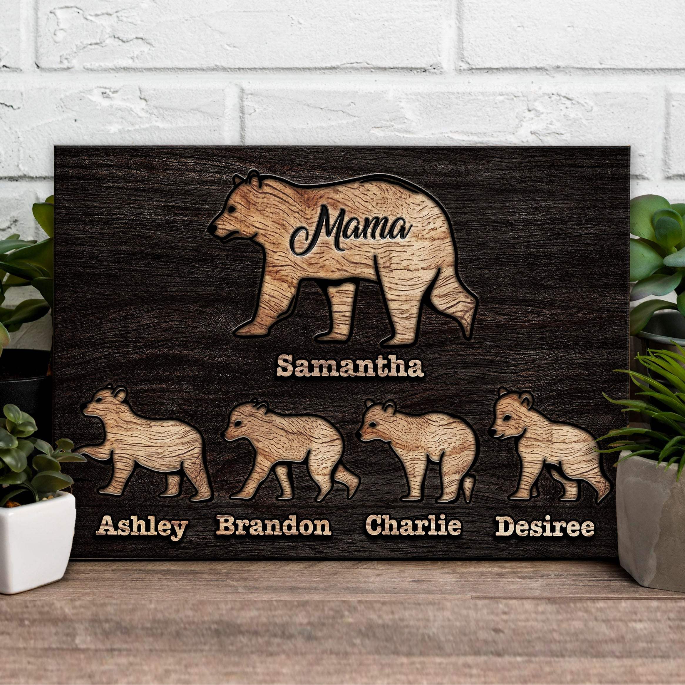 Mother's Day Sign Mother Bear and Cubs - Image 3