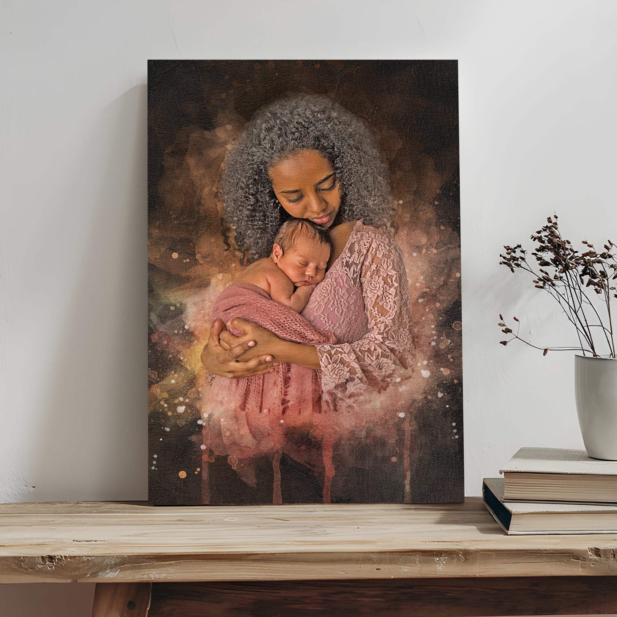 Mother's Day Watercolor Portrait Sign Mother and Child - Image 2
