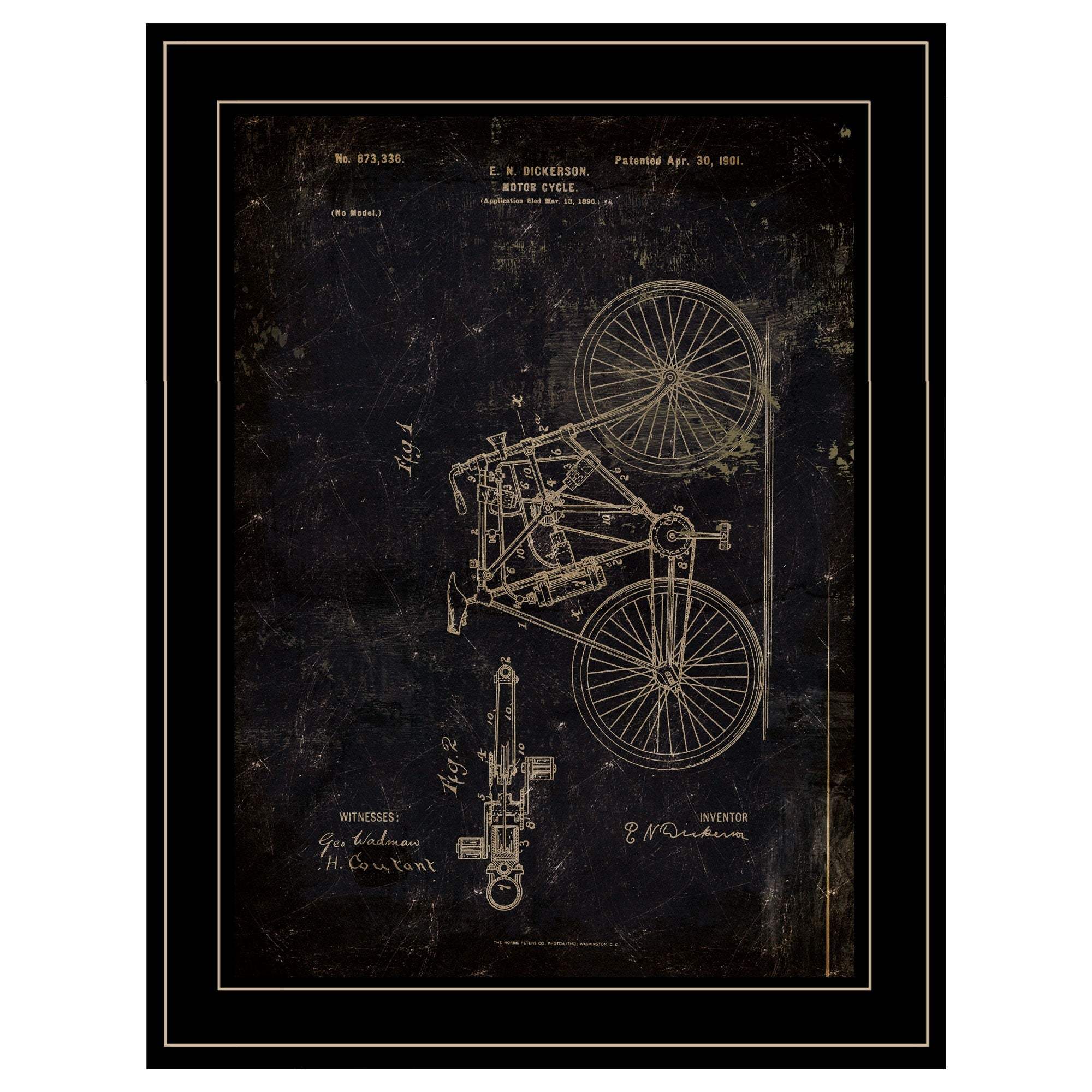 Motor Bike Patent Black Framed Print Wall Art - Image 2