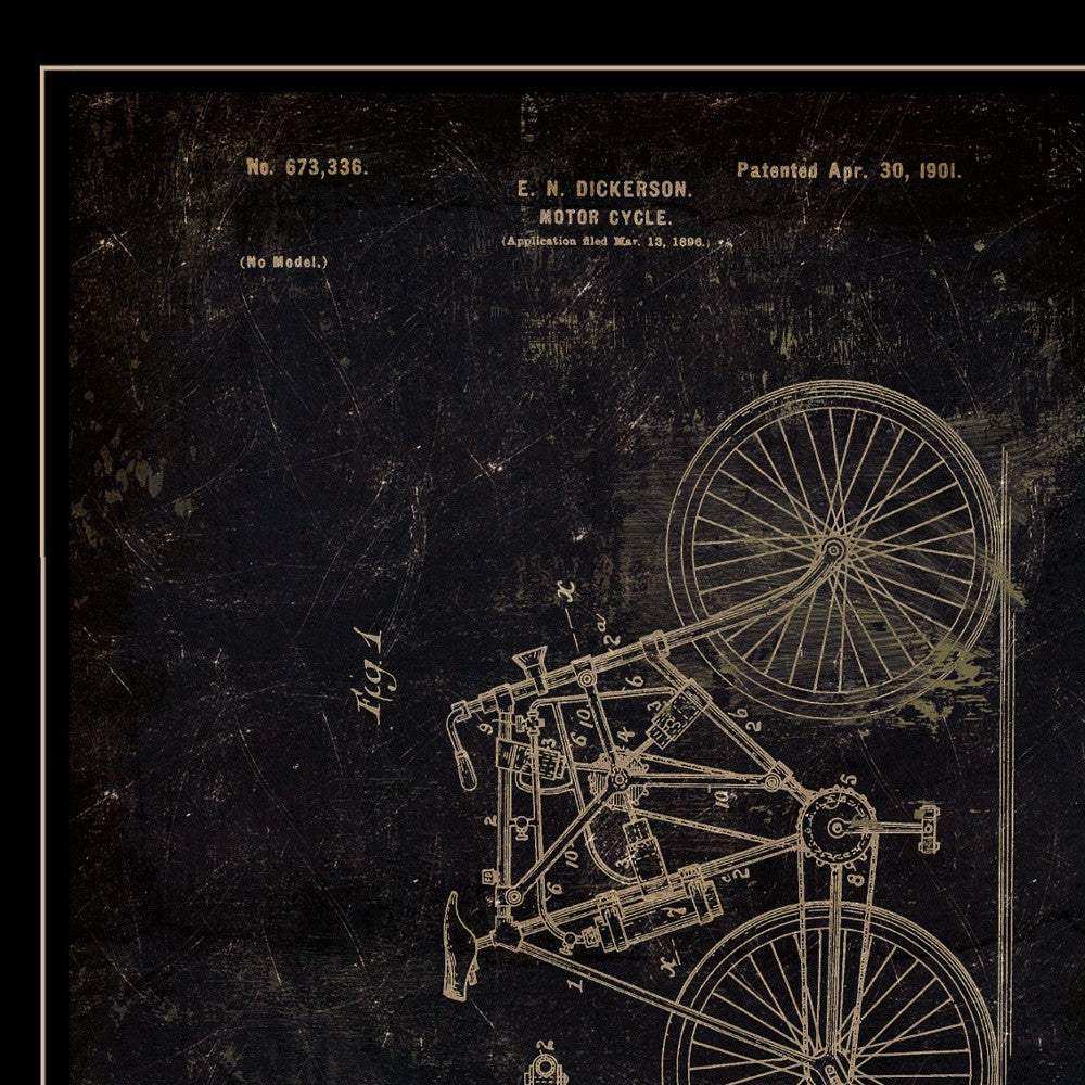 Motor Bike Patent Black Framed Print Wall Art - Image 4