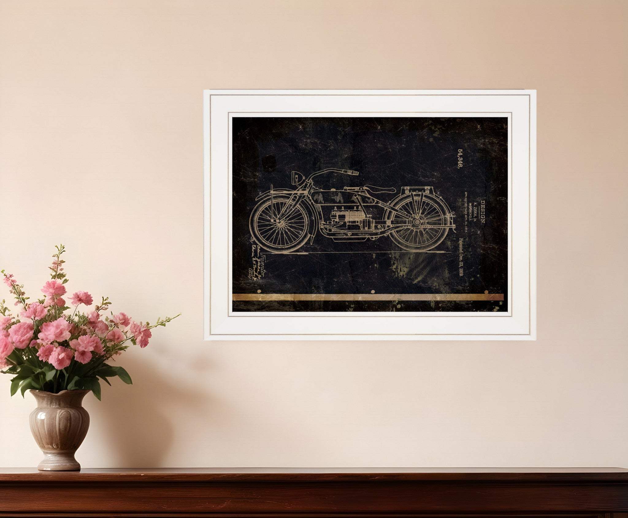 Motor Bike Patent I 1 White Framed Print Wall Art - Image 3