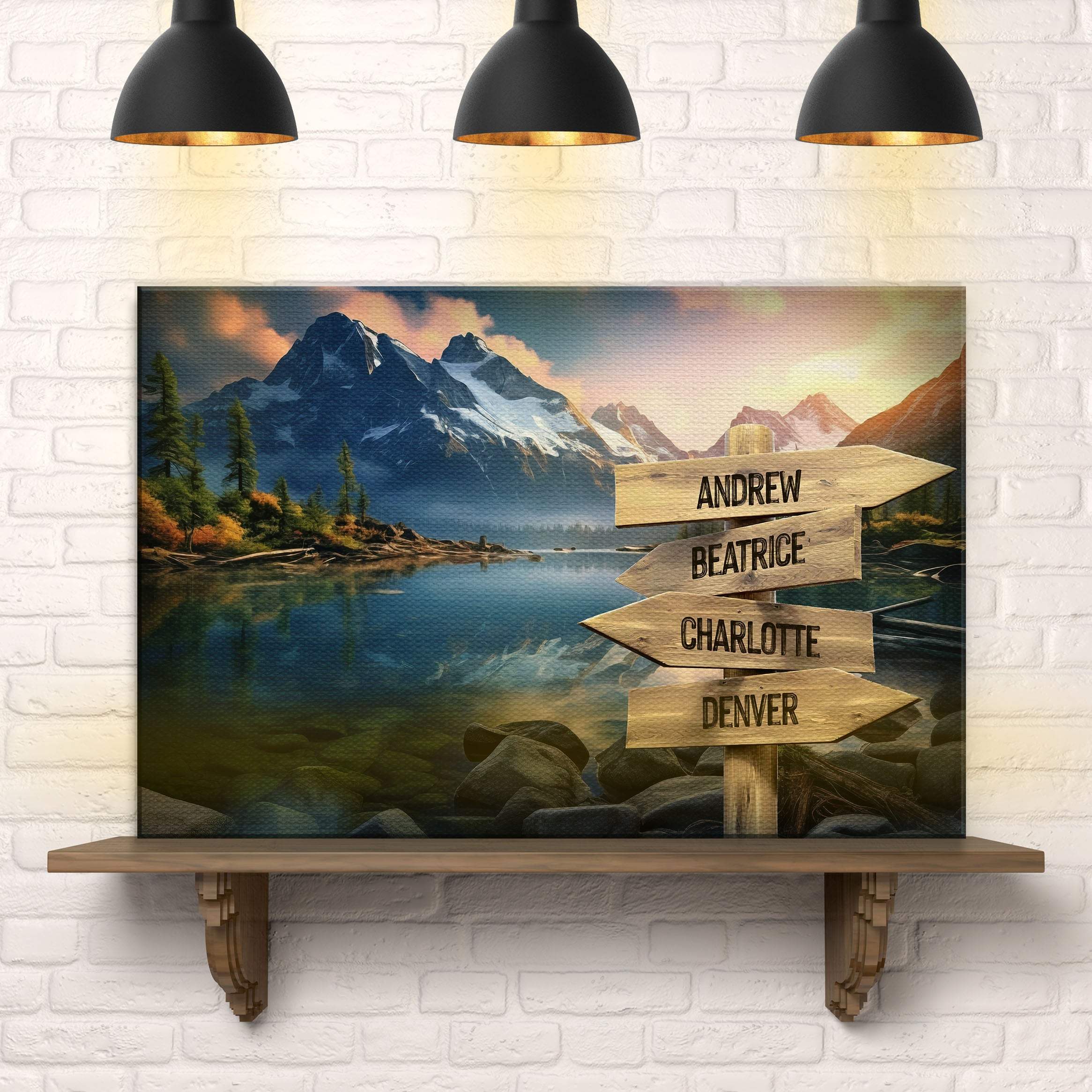 Mountain Sunrise Family Names Sign - Image 2