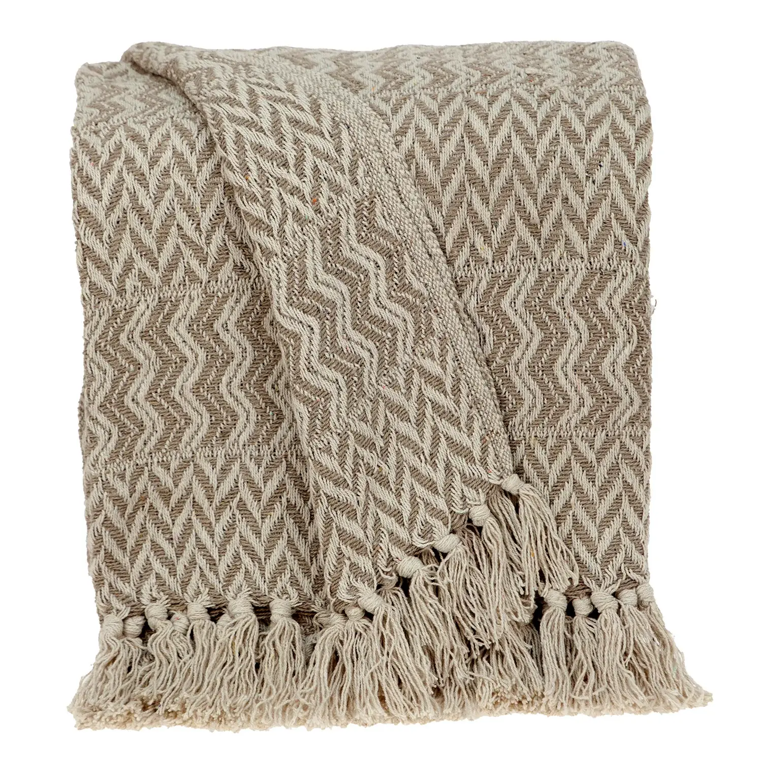 Multi Beige Herringbone Woven Handloom Throw - Image 2
