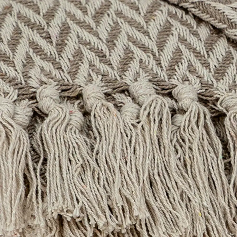 Multi Beige Herringbone Woven Handloom Throw - Image 5