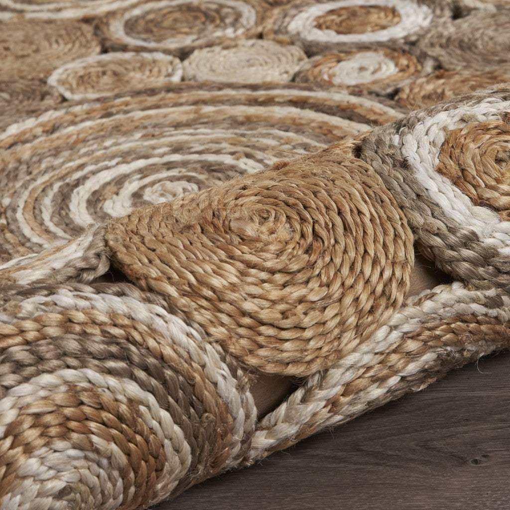 Multi-Toned Intricate Circle Natural Jute Area Rug - Image 5