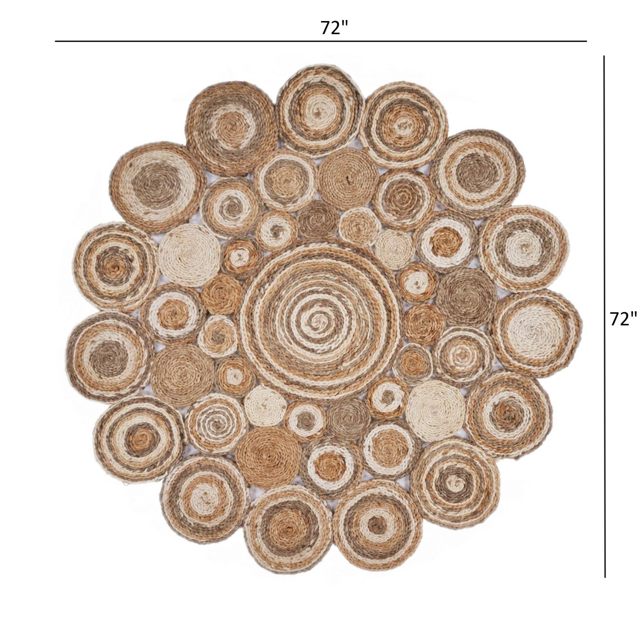 Multi-Toned Intricate Circle Natural Jute Area Rug - Image 8