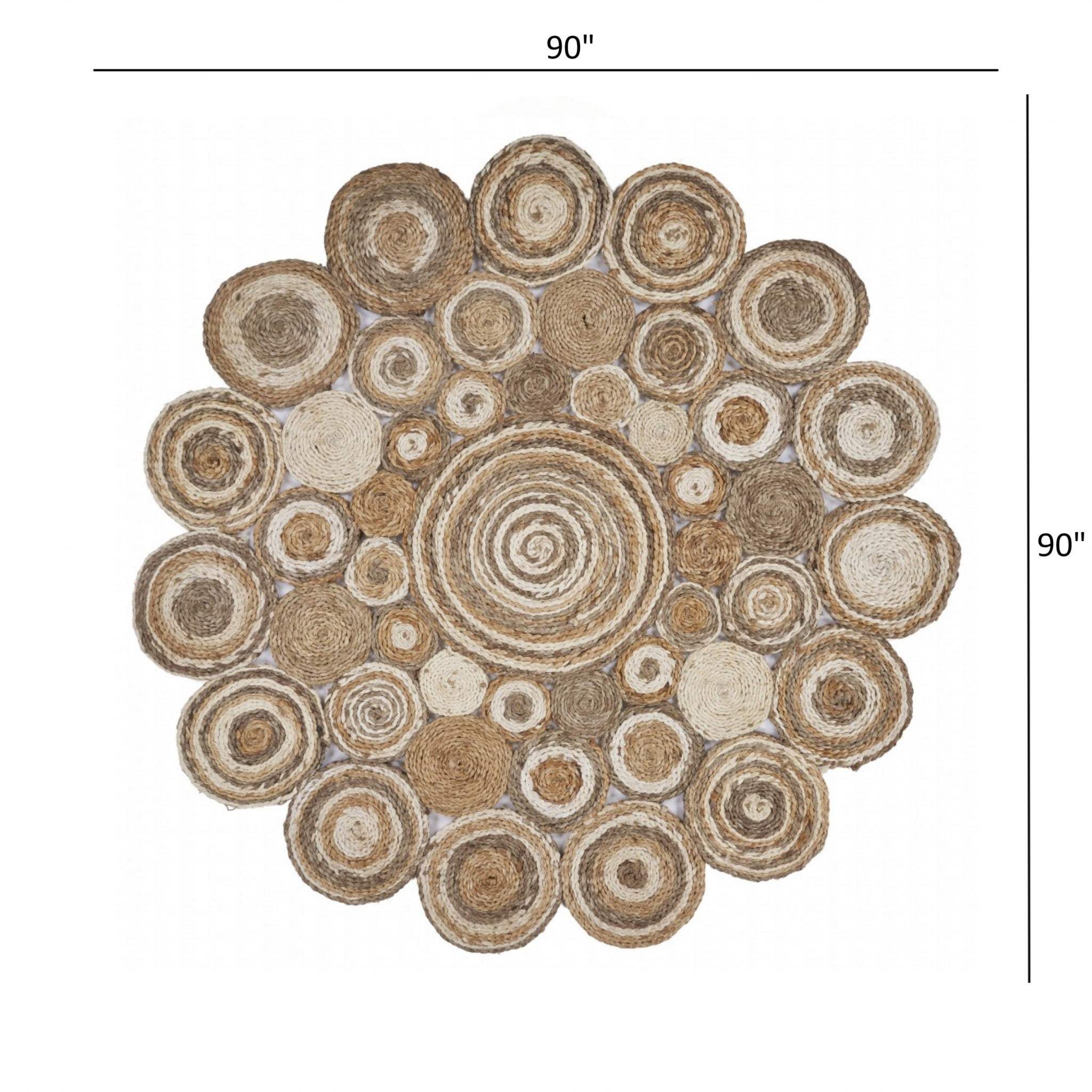 Multi-Toned Intricate Circle Natural Jute Area Rug - Image 7