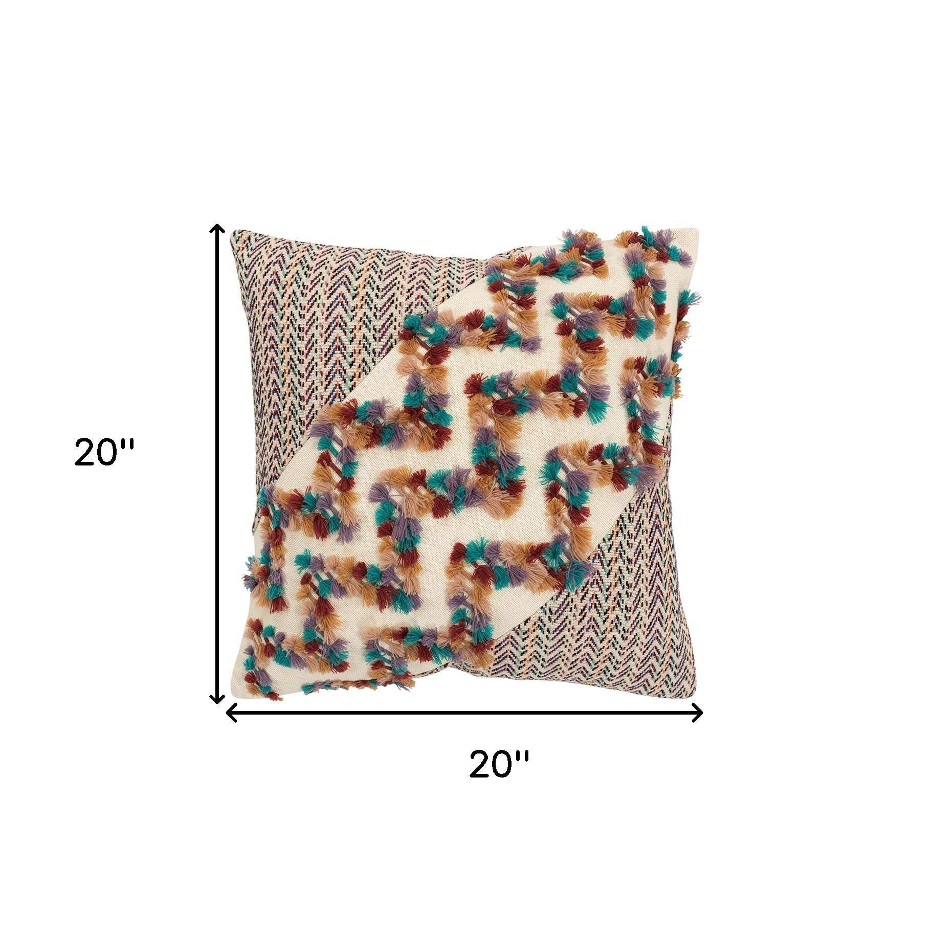 Multicolored Chevron Diagonal Panel Throw Pillow - Image 7