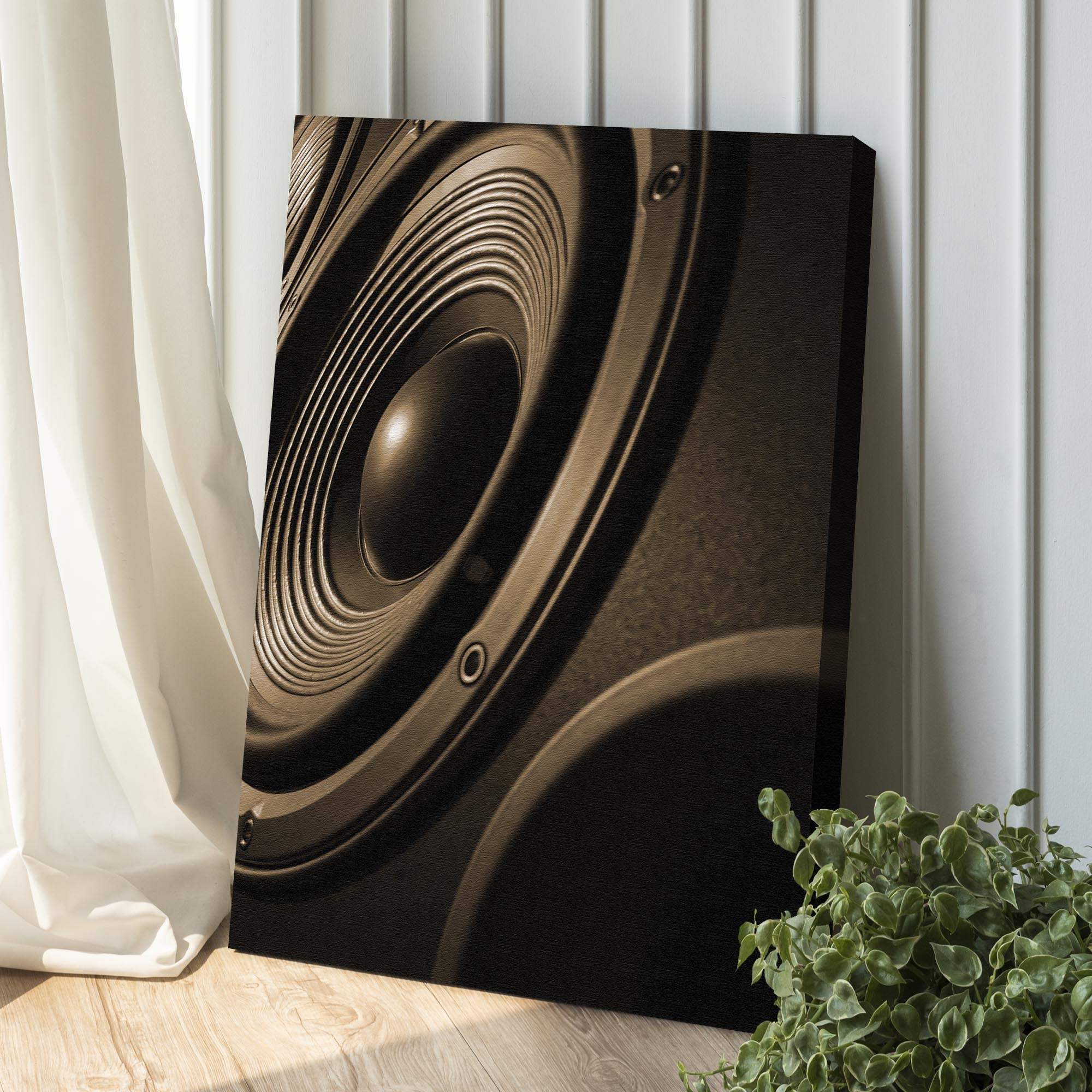 Music Equipment Speakers Sepia Canvas Wall Art